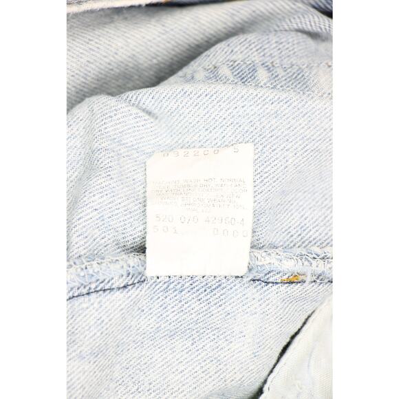 80s Vintage Levi's 501 Distressed Light Wash High Waisted Boho Denim Jeans 31 - Picture 6 of 13